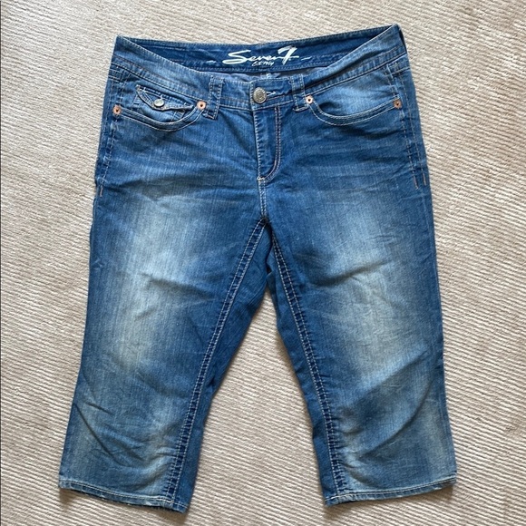 Seven7 Pants - Seven7 Jeans Vintage Denim Faded Mid Light Wash Jean Capris Size 12